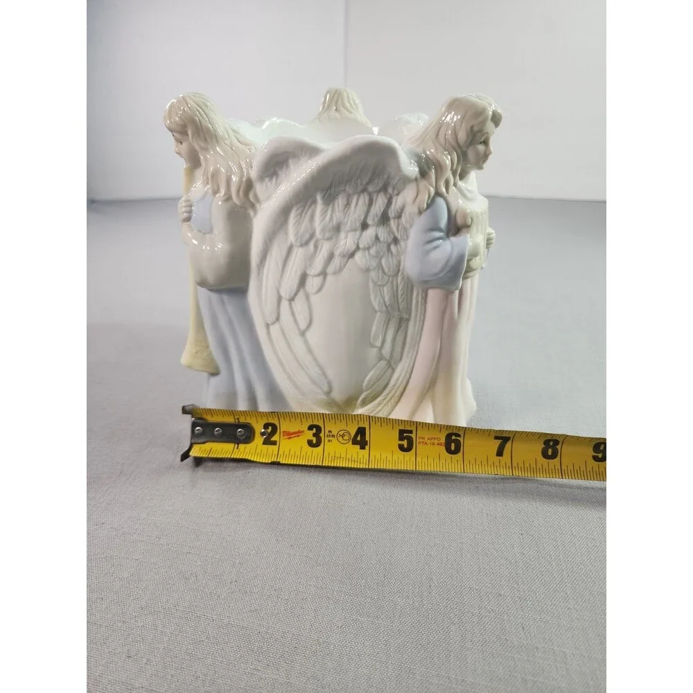 Ceramic Angel Choir Candle Holder Figurine Votive Tealight Pastel Color